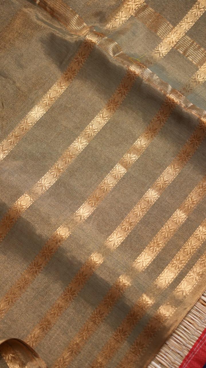 Maheshwari Big Border Tissue Saree - 05-12-07-02 (Green Tissue)(The Royals)