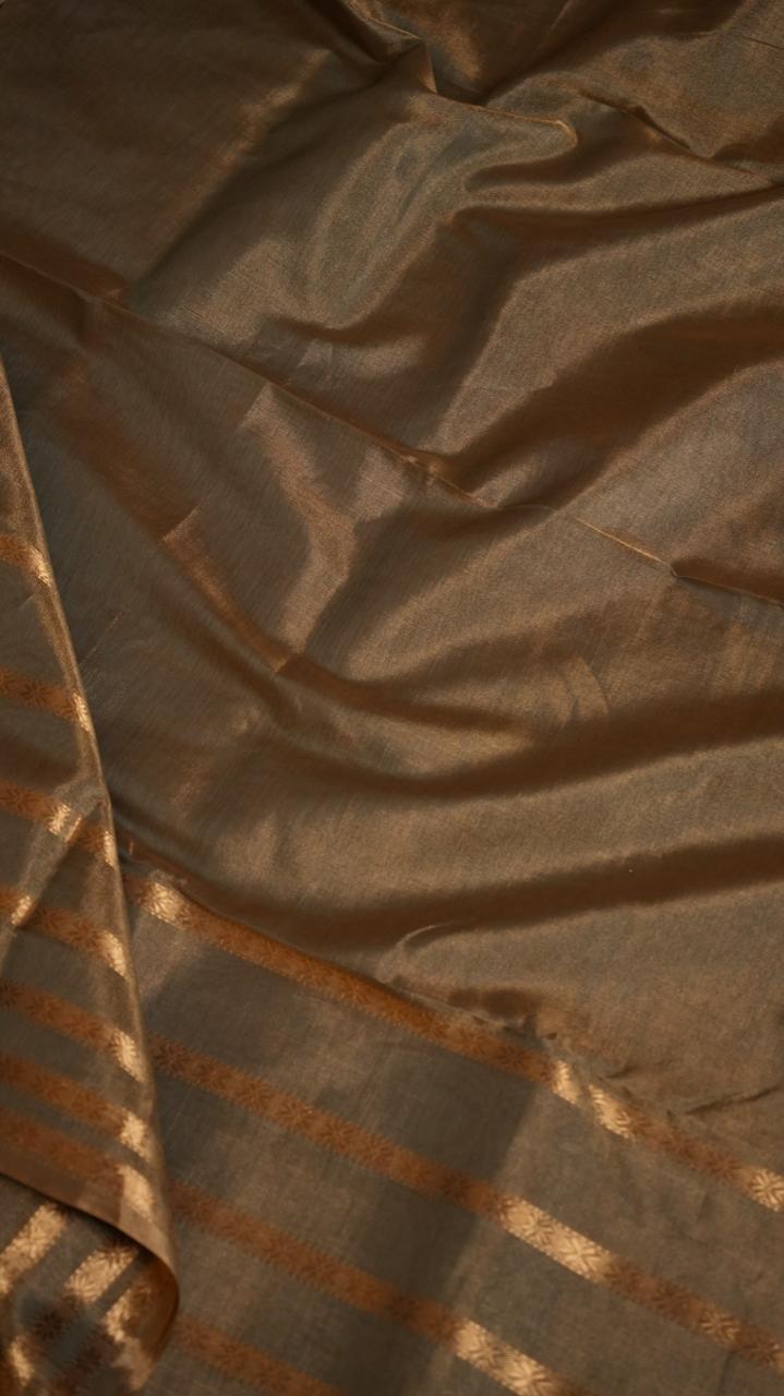 Maheshwari Big Border Tissue Saree - 05-12-07-02 (Green Tissue)(The Royals)