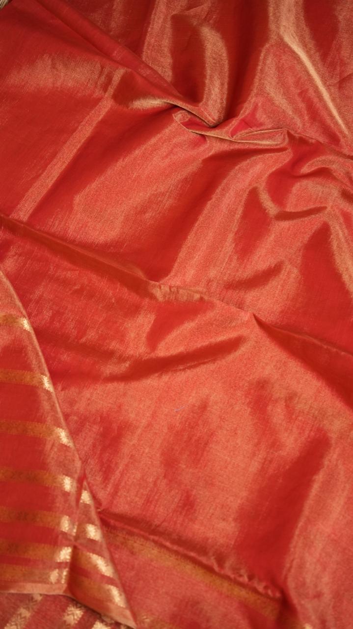 Maheshwari Big Border Tissue Saree - 05-12-07-08 (Red Tissue)(The Royals)