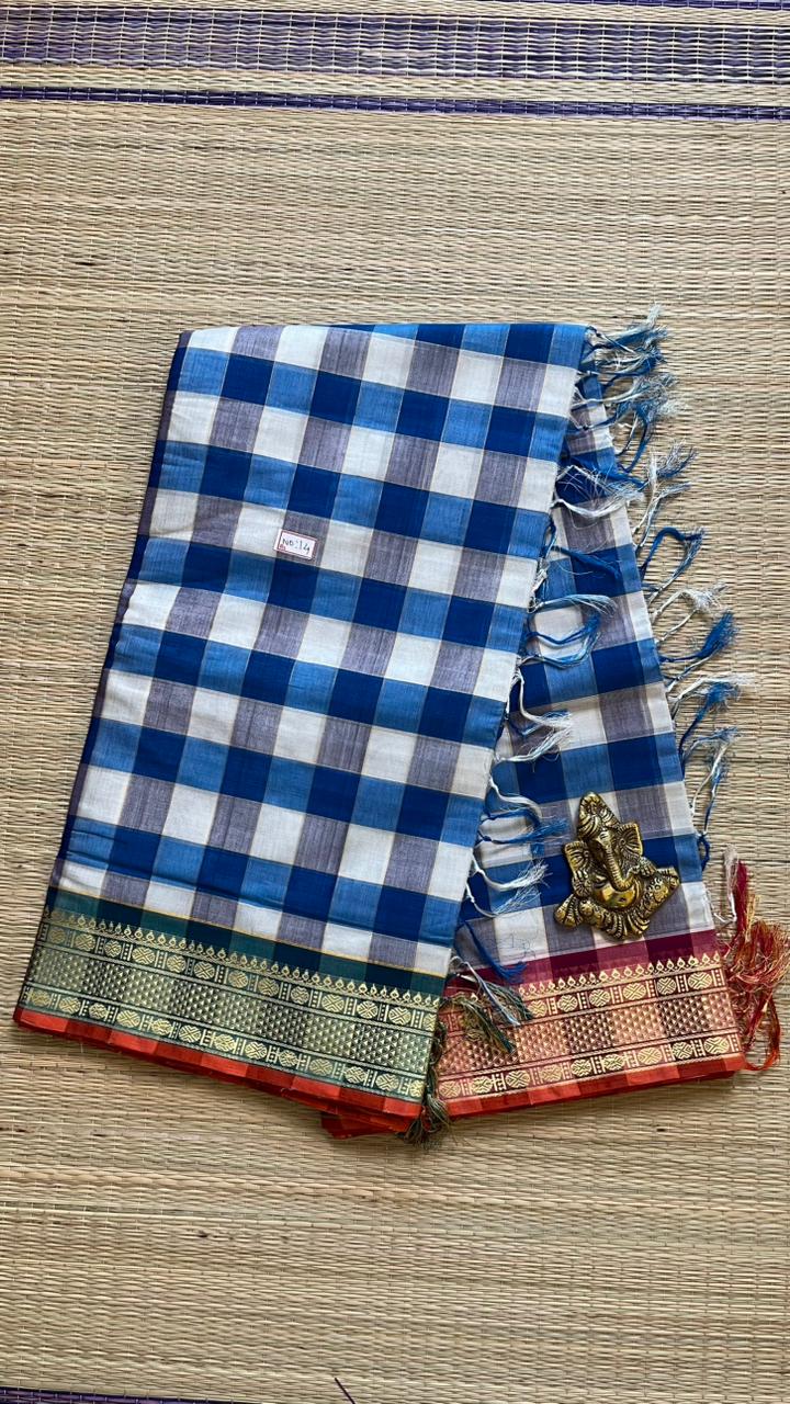 Devendra Checks 10.5 Yards Madisar Saree - 12-11C-05-10.5Y-01