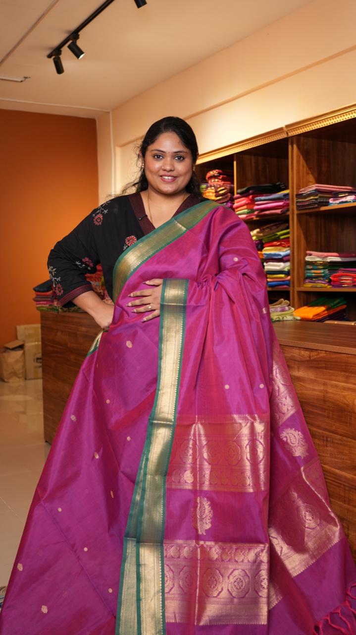 Kanchivaram Silk Cotton Saree - 01-10-03-08 (Pinkish Regal Blaze)