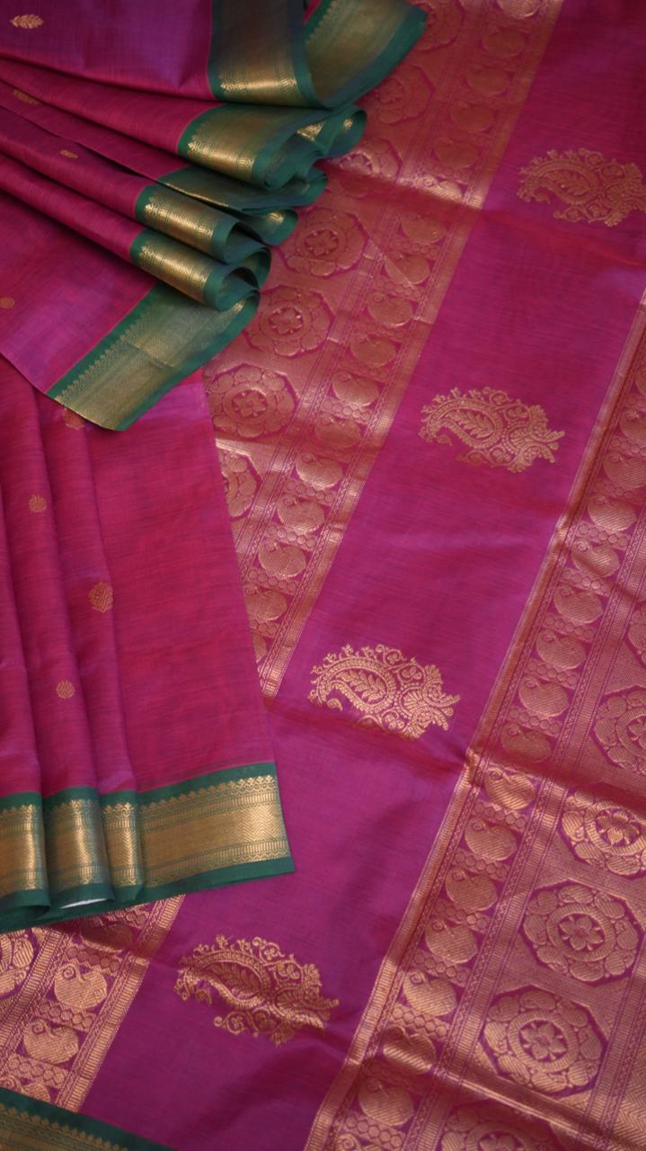 Kanchivaram Silk Cotton Saree - 01-10-03-08 (Pinkish Regal Blaze)