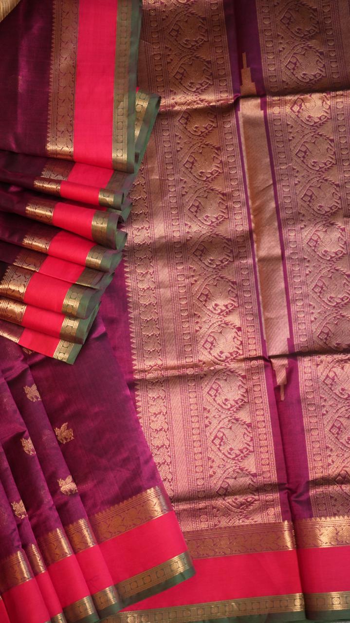 Kanchivaram Silk Cotton Saree - 01-10-03-09 (Velvet Majesty)