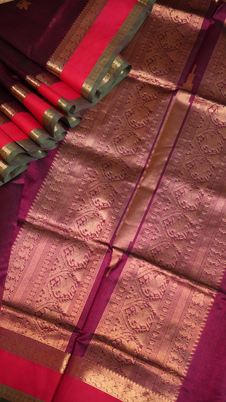 Kanchivaram Silk Cotton Saree - 01-10-03-09 (Velvet Majesty)