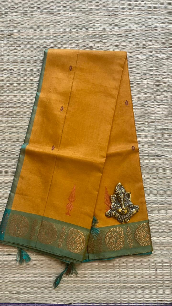 Chinnalampattu 6 Yards Saree - 03-0CHI-01 (Yellow with Green)