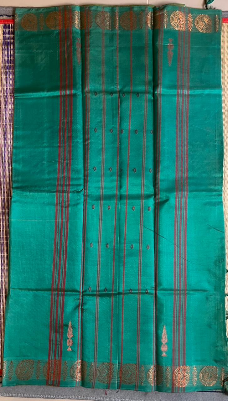 Chinnalampattu 6 Yards Saree - 03-0CHI-01 (Yellow with Green)