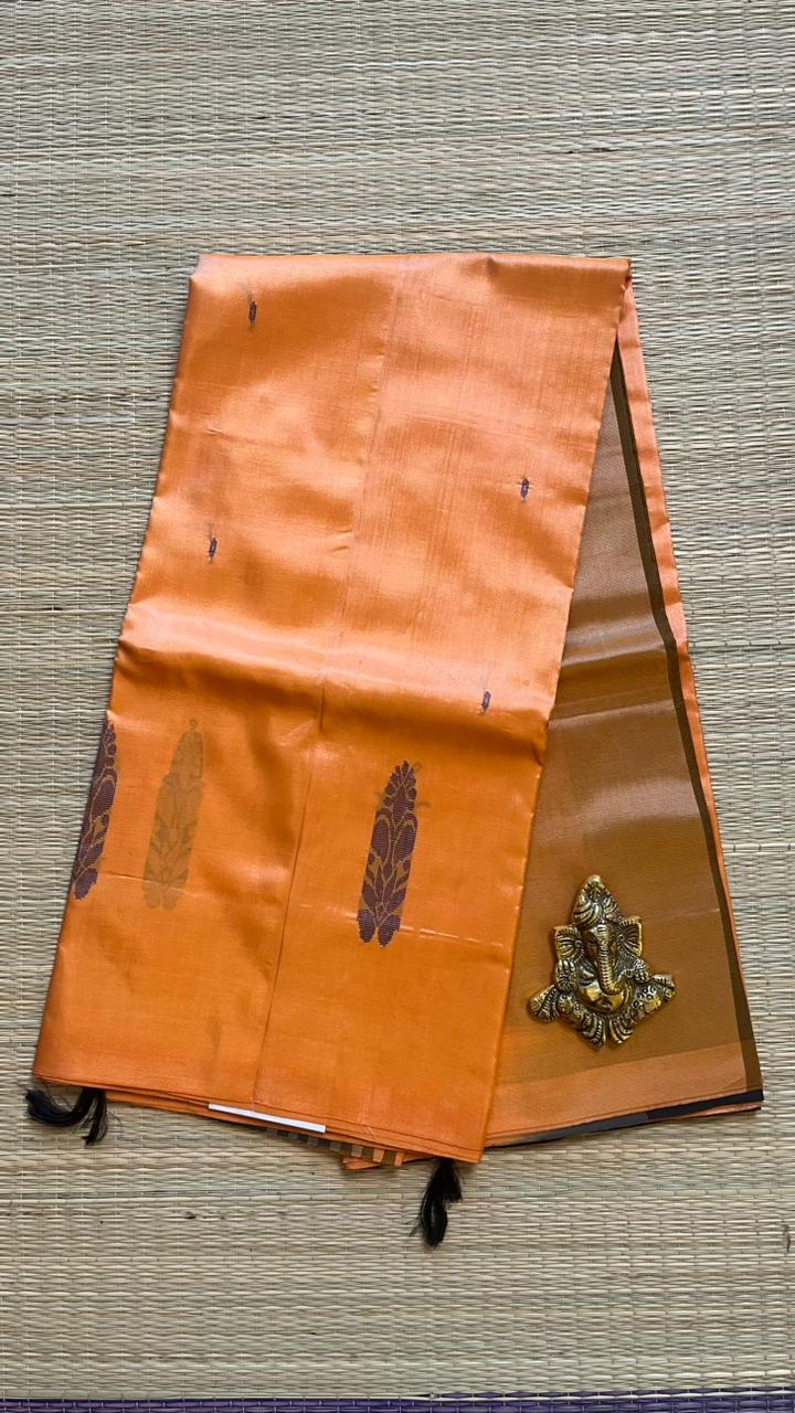 Chinnalampattu 6 Yards Saree - 03-0CHI-02 (Orange with Black)