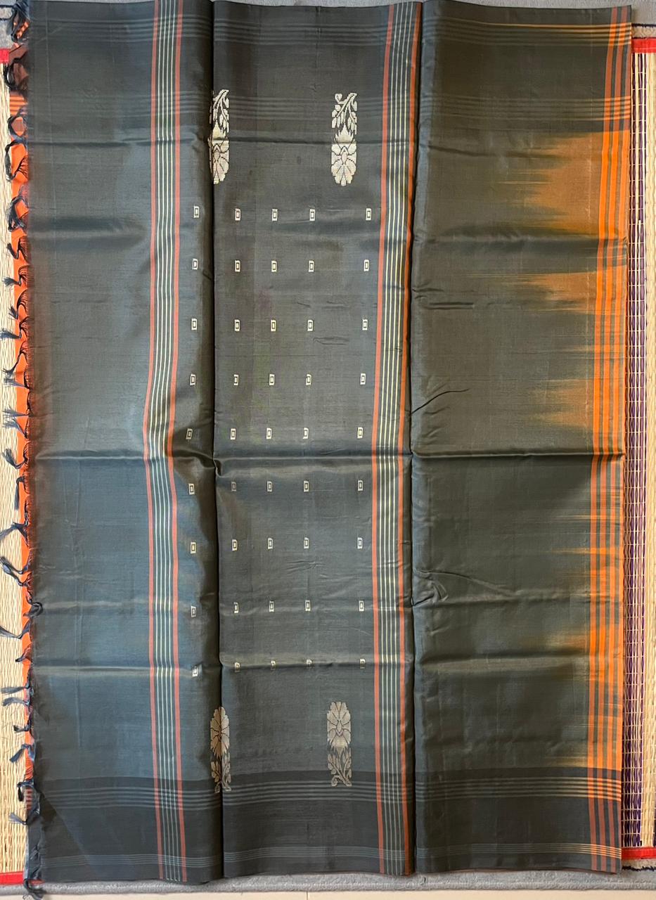 Chinnalampattu 6 Yards Saree - 03-0CHI-03 (Orange with Grey)