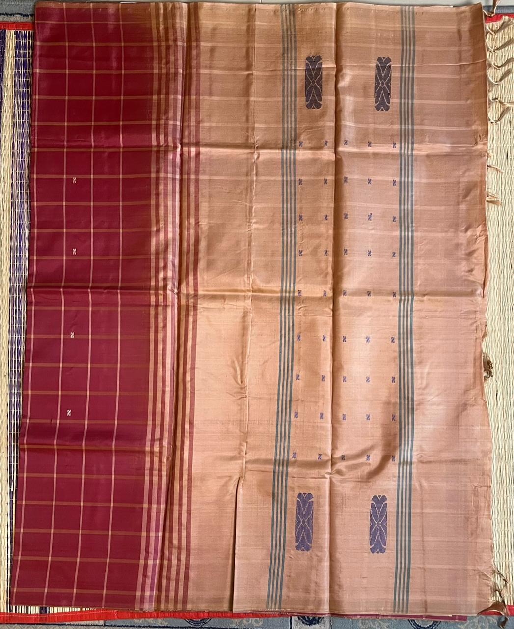 Chinnalampattu 6 Yards Saree - 03-10-01-03 (Red with Cream)