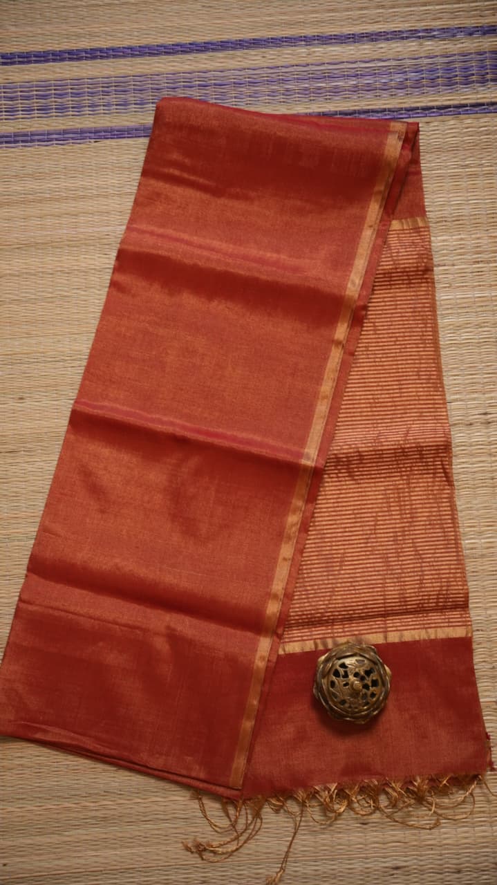 Maheshwari Silk Cotton Plain Tissue Saree - 05-12-01-06 (Red)