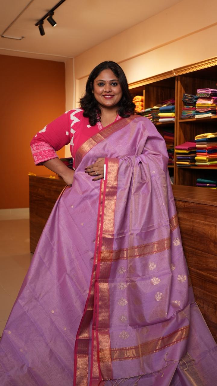 Chanderi Silk Cotton Saree - 51-12-01-06 (Lavender)