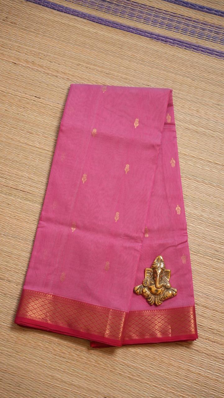 Chanderi Silk Cotton Saree - 51-12-01-03 (Lotus Pink) | Chanderi Royale