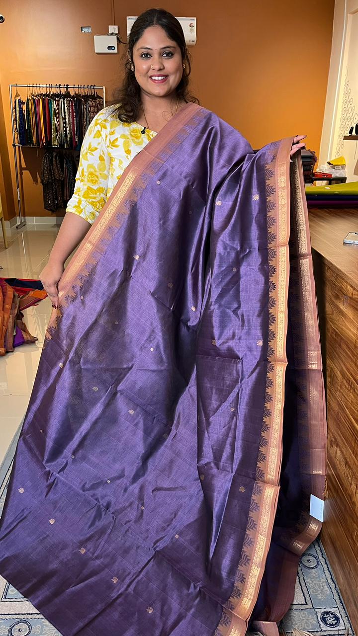 Kanchivaram Silk Cotton Saree - 01-01-07-03 (Boost And Lavender)