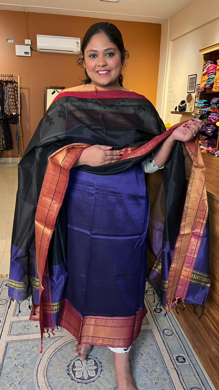 Mangalagiri Kanchi Border Silk Cotton Salwar Sets - 15-01-02-01