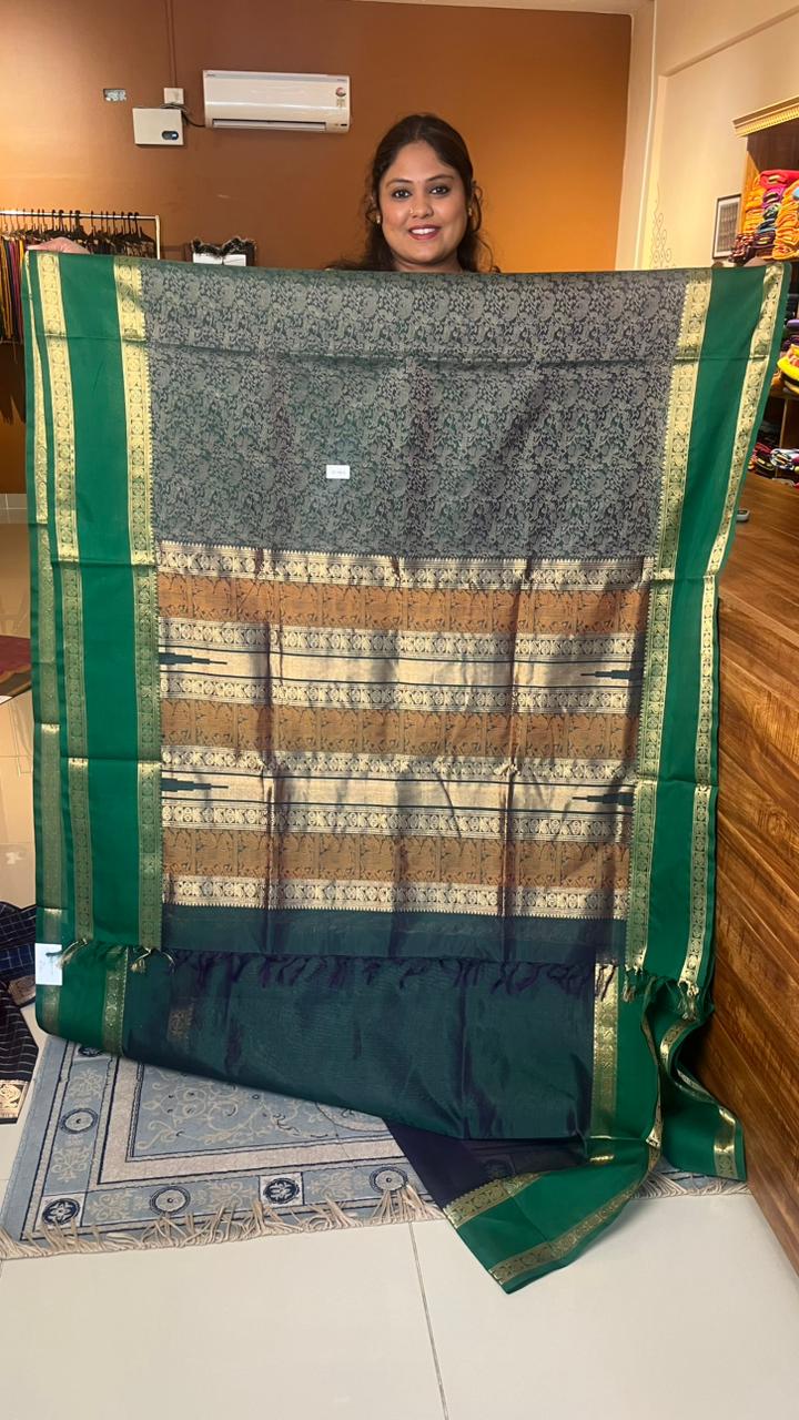 Kanchivaram Silk Cotton Vanasingaram Saree - 01-01-12-01( Green Forest)