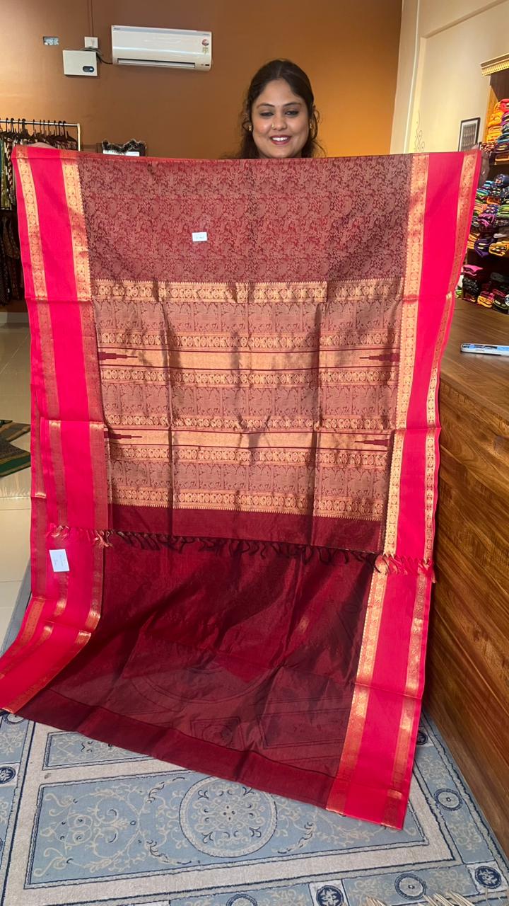 Kanchivaram Silk Cotton Vanasingaram Saree - 01-01-12-03 (Jeweled Pink)