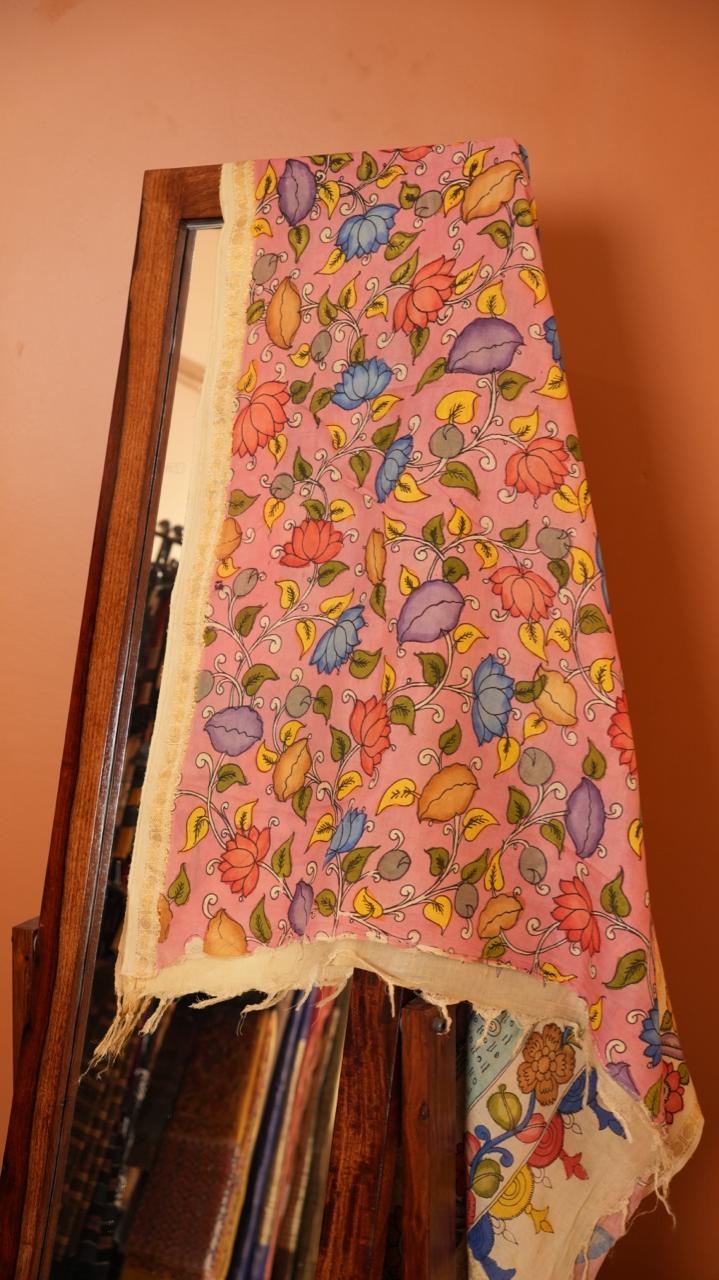 Pen Kalamkari Hand Painted Saree - 02-01-01-05 (Colourfull)