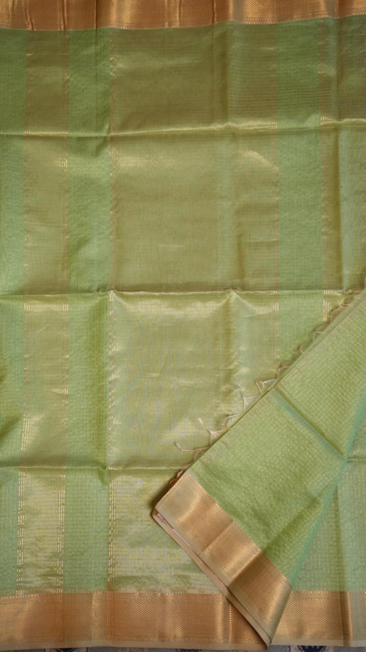 Maheshwari Silk Cotton Kattam Saree - 05-01-01-13 (Pista Green)