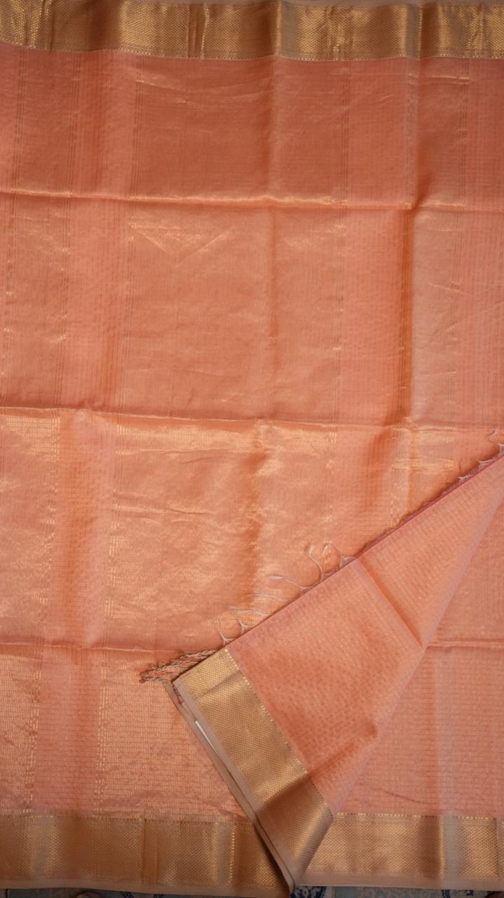 Maheshwari Silk Cotton Kattam Saree - 05-01-01-11 (Peach)