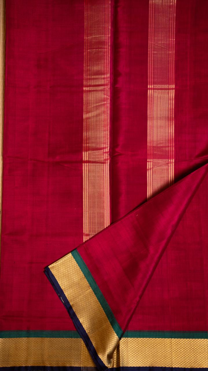 Devendra 7 Yards Plain Saree - 11-10B-06-7Y-02 (Rani Pink)