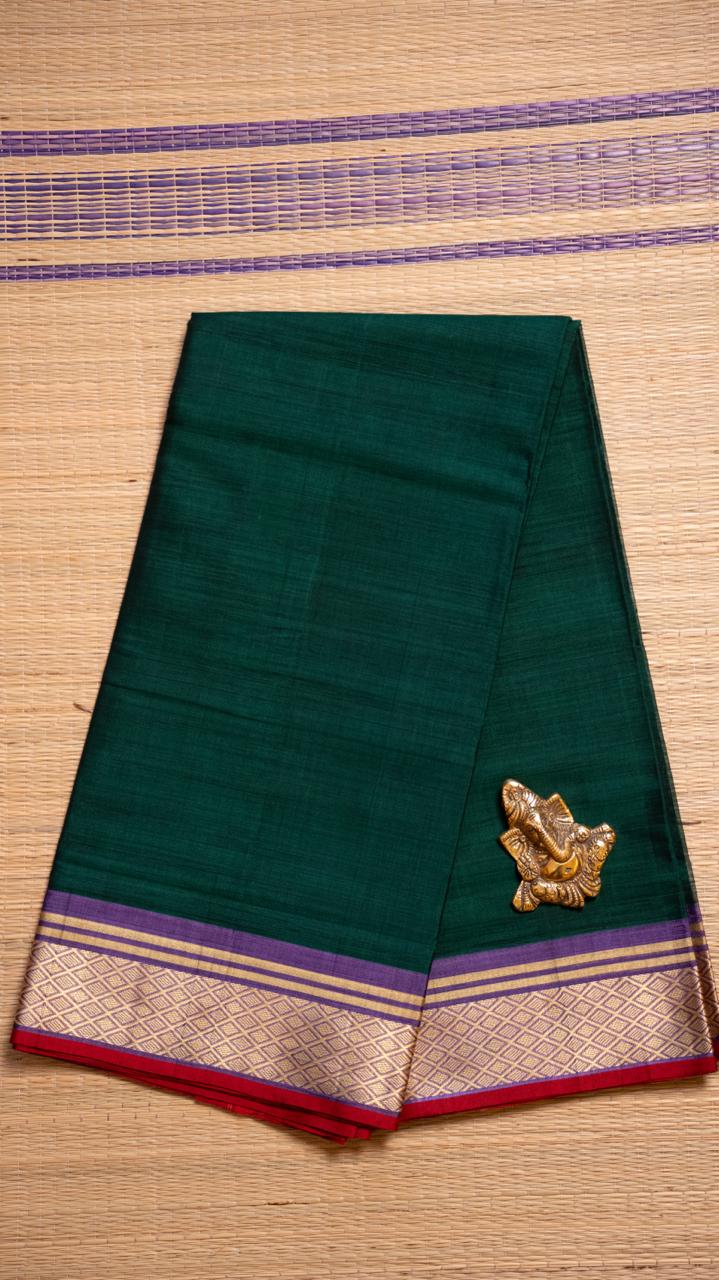 Devendra 6 Yards Plain Saree - 11-10-02-6Y-01 (Green)