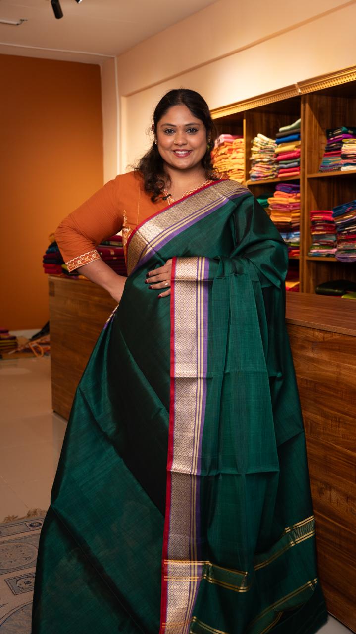 Devendra 6 Yards Plain Saree - 11-10-02-6Y-01 (Green)