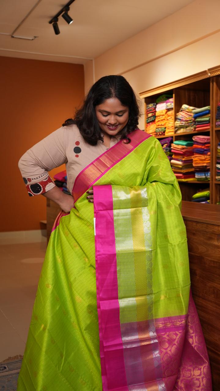 Mangalgiri Pure Silk Cotton Saree - 15-01-07-03 (FARM FUCHSIA)