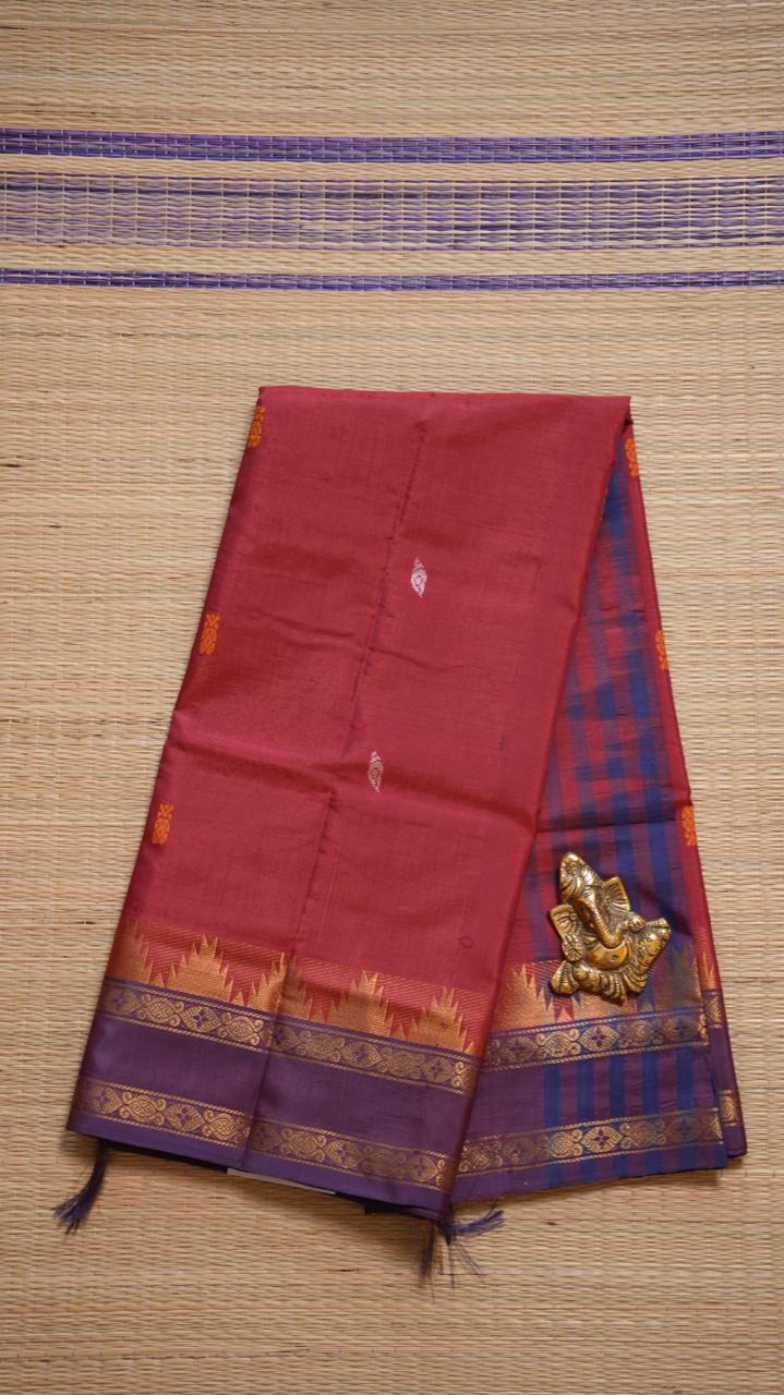 Chinnalampattu 6 Yards Saree - 03-01-01-02 (CHERRY ROYAL)