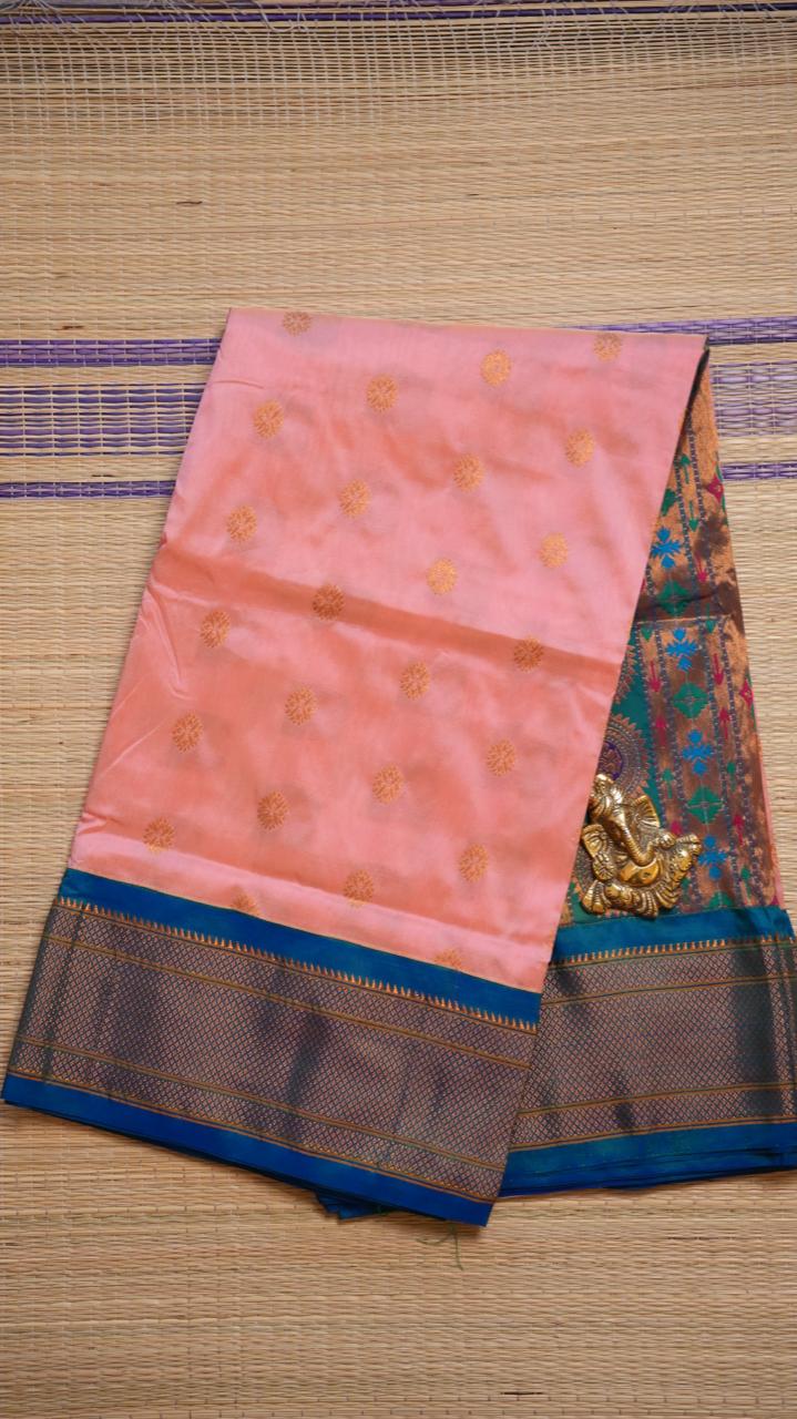 Semi Silk Paithani Saree - 44-01-01-11 (AADOO MORPANKHI)