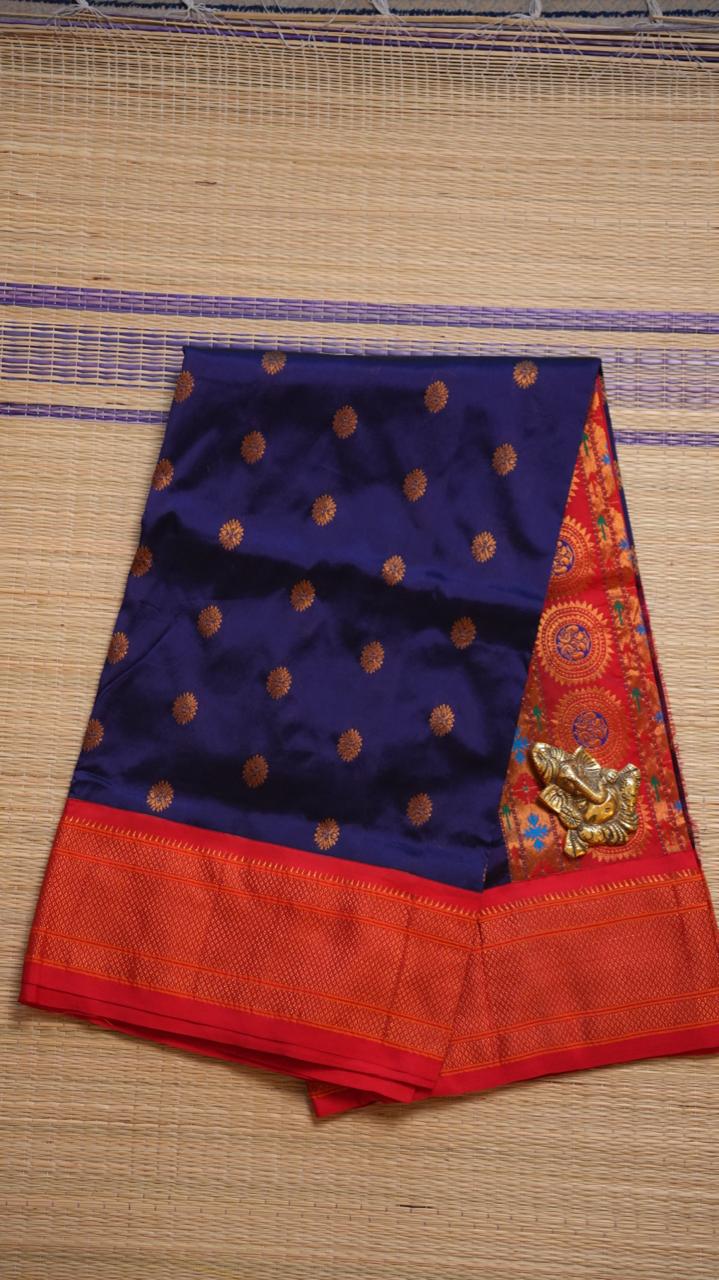 Semi Silk Paithani Saree - 44-01-01-09 (SHAHI SINDOOR)
