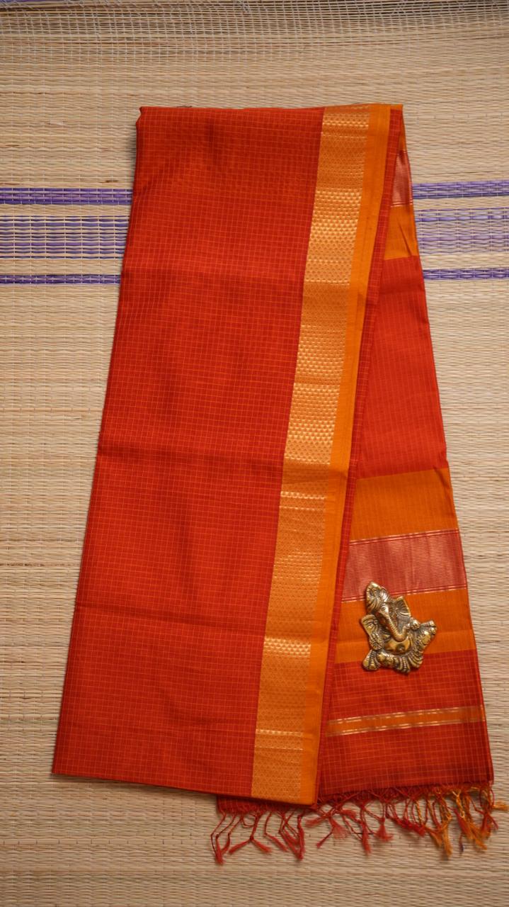 Maheshwari Silk Cotton Saree - 05-12B-03-02 (SUNSET SKY)