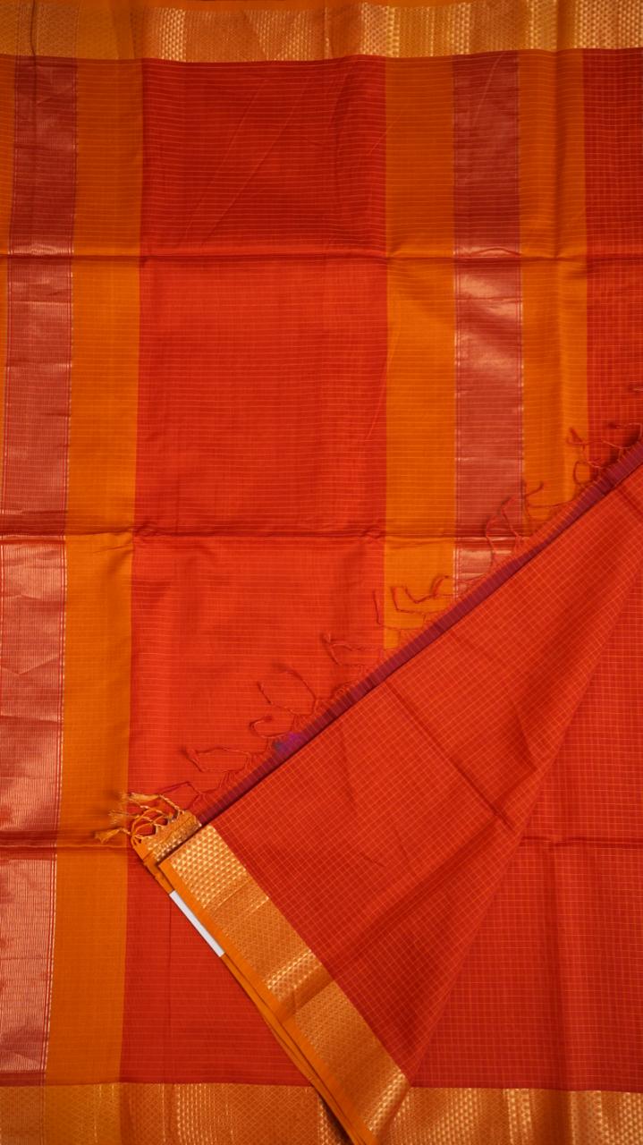 Maheshwari Silk Cotton Saree - 05-12B-03-02 (SUNSET SKY)