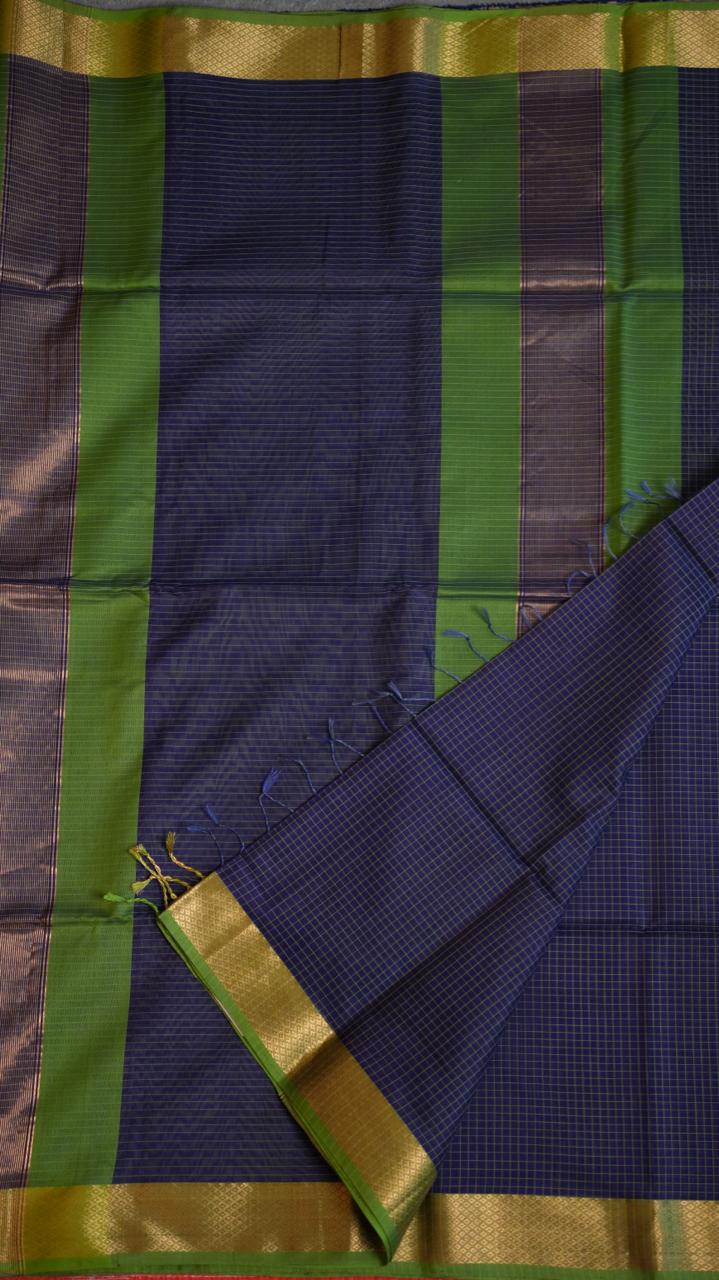 Maheshwari Silk Cotton Saree - 05-12B-03-09 (NIGHT SKY)