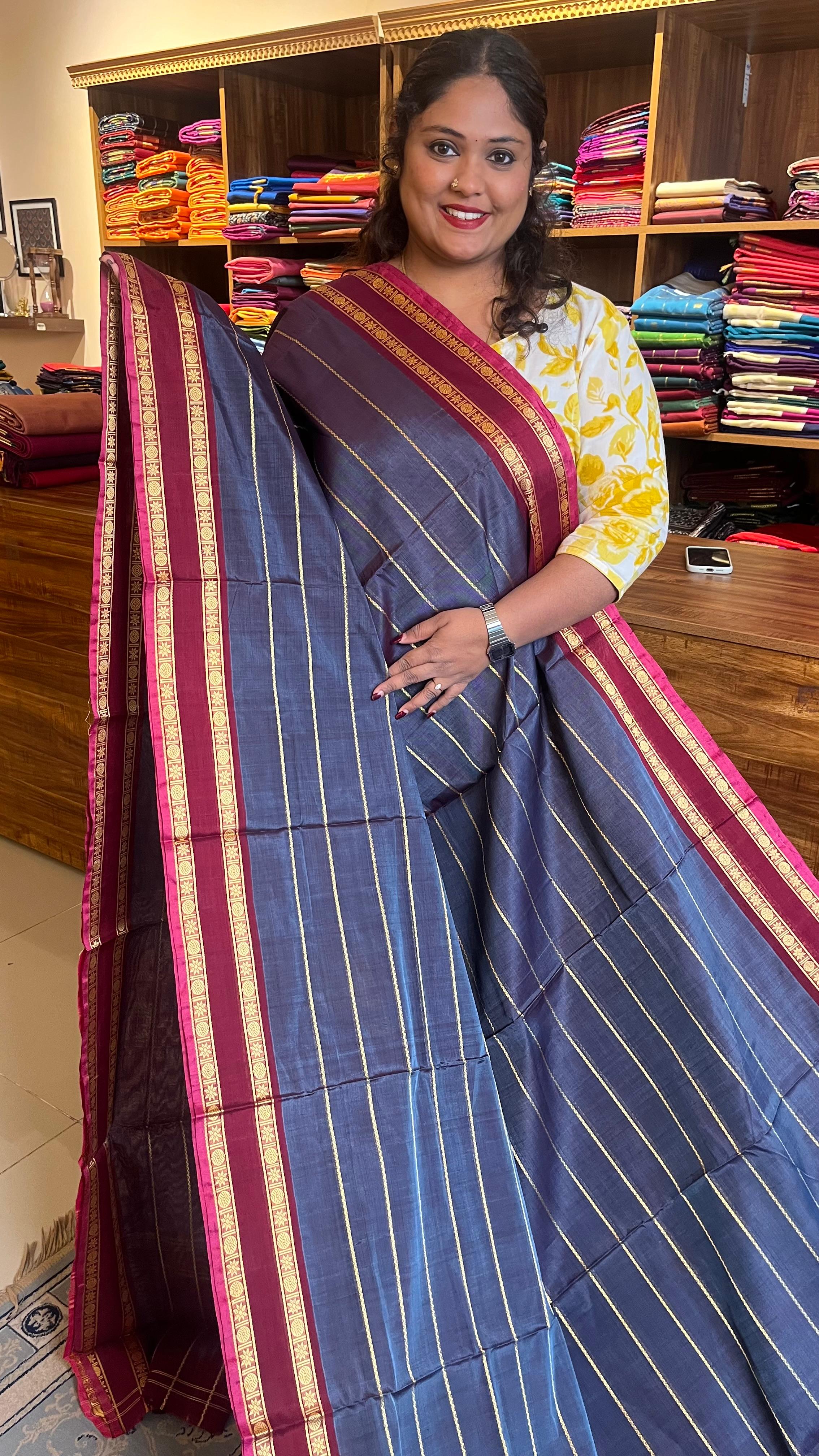 Devendra 10.5 Yards Madisar Veldhari Saree - 12-10C-06-10.5Y-01(Rainy Sky Blue)