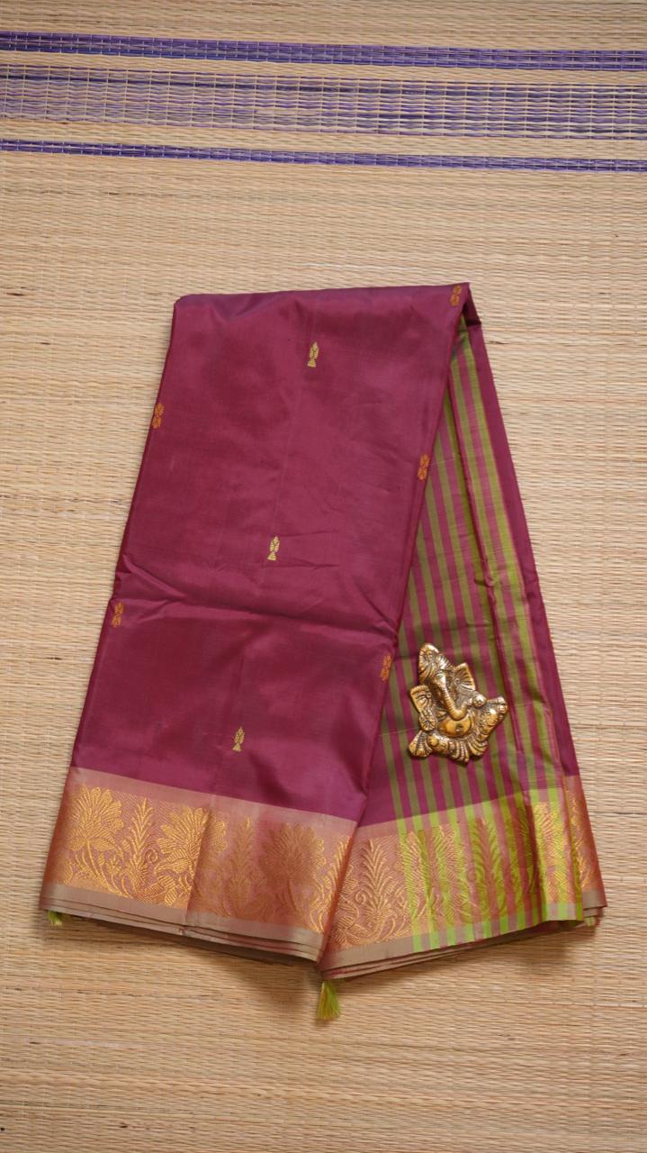 Chinnalampattu 6 Yards Saree - 03-01-01-04 (CHERRY GLAZE)