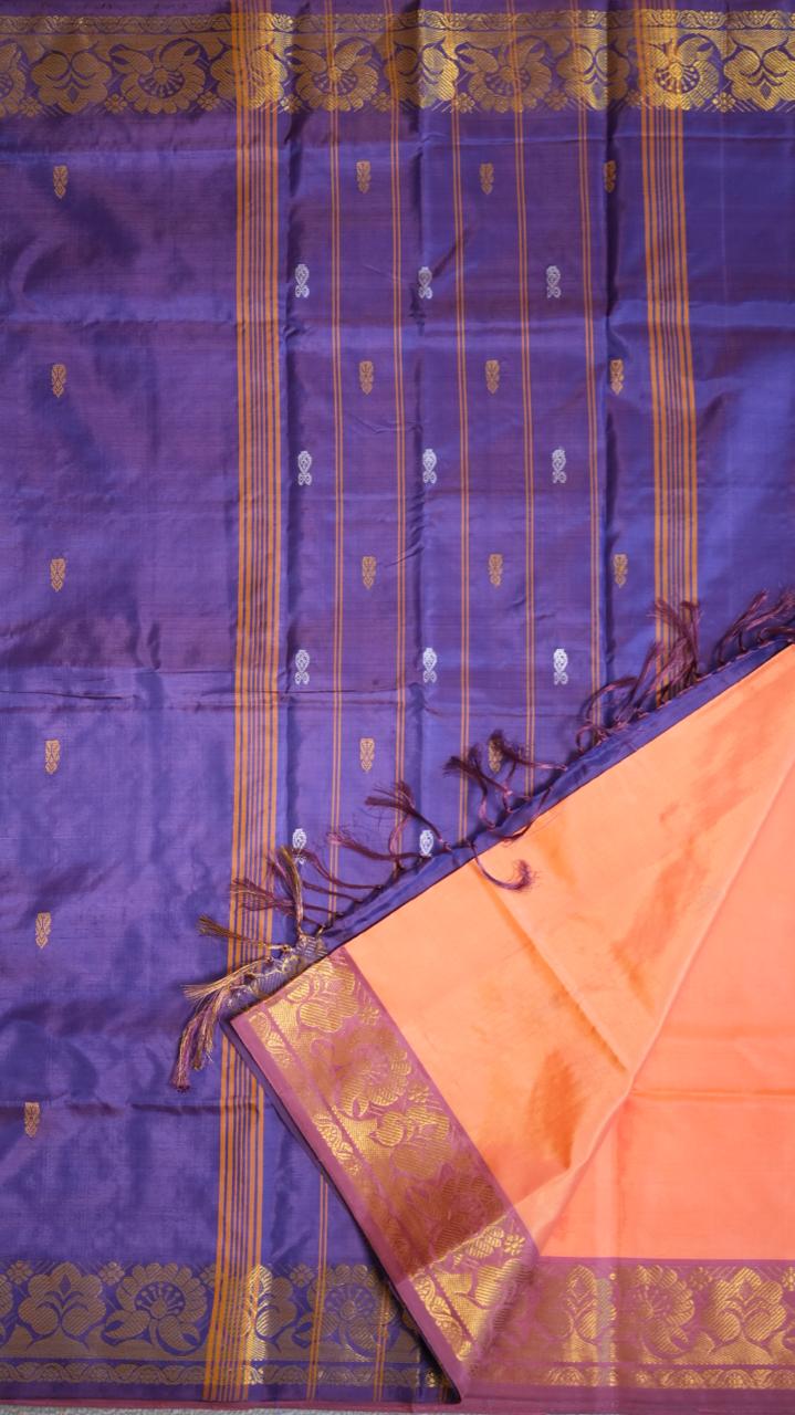 Chinnalampattu 6 Yards Saree - 03-01-01-10 (PAPAYA TWILIGHT )