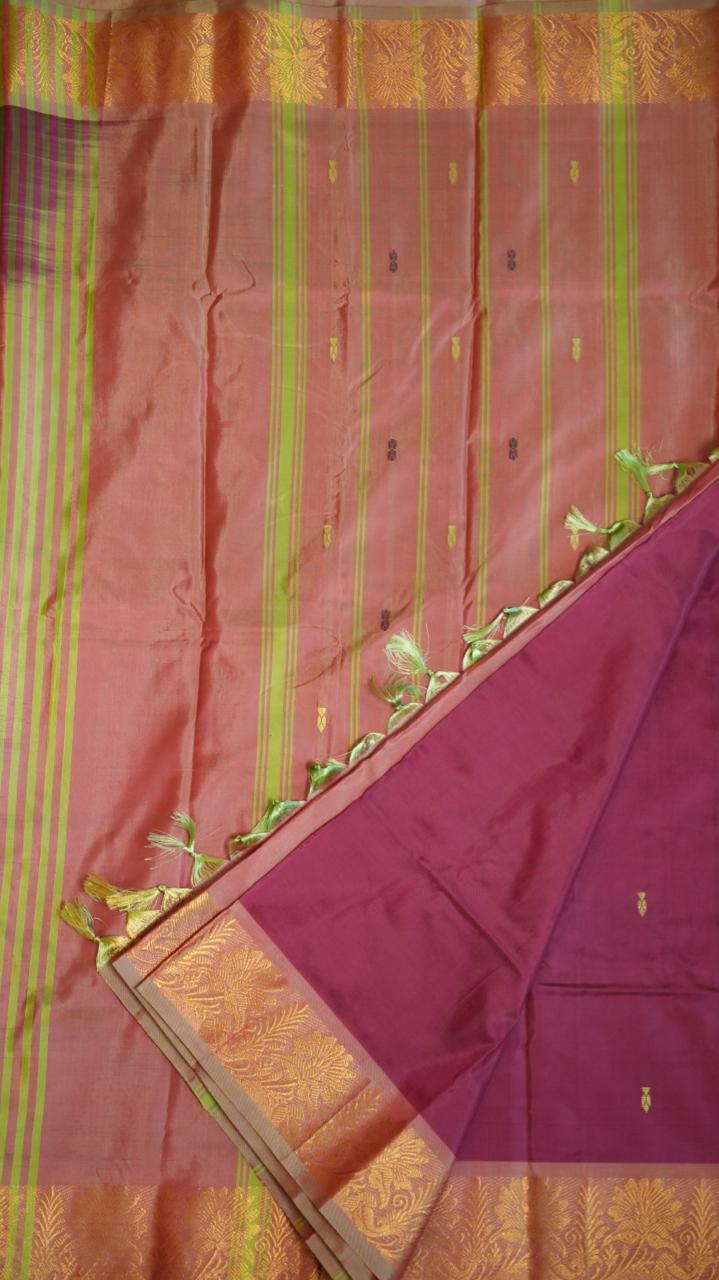 Chinnalampattu 6 Yards Saree - 03-01-01-04 (CHERRY GLAZE)