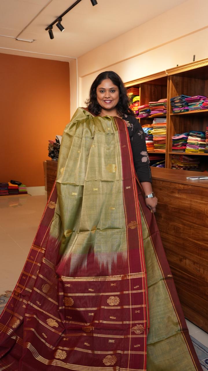 Devendra 10.5 Yards Madisar - 12-09-13-10.5Y-03 (OLIVE BLOSSOM)