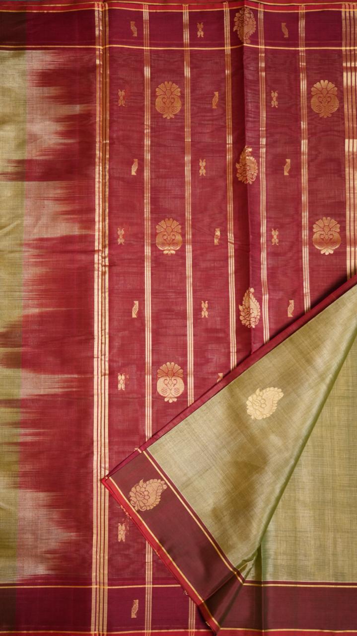 Devendra 10.5 Yards Madisar - 12-09-13-10.5Y-03 (OLIVE BLOSSOM)