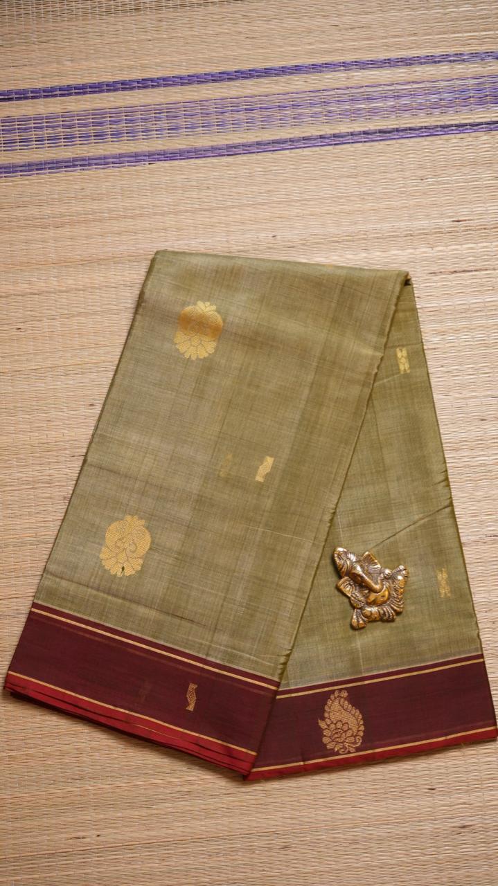 Devendra 10.5 Yards Madisar - 12-09-13-10.5Y-03 (OLIVE BLOSSOM)