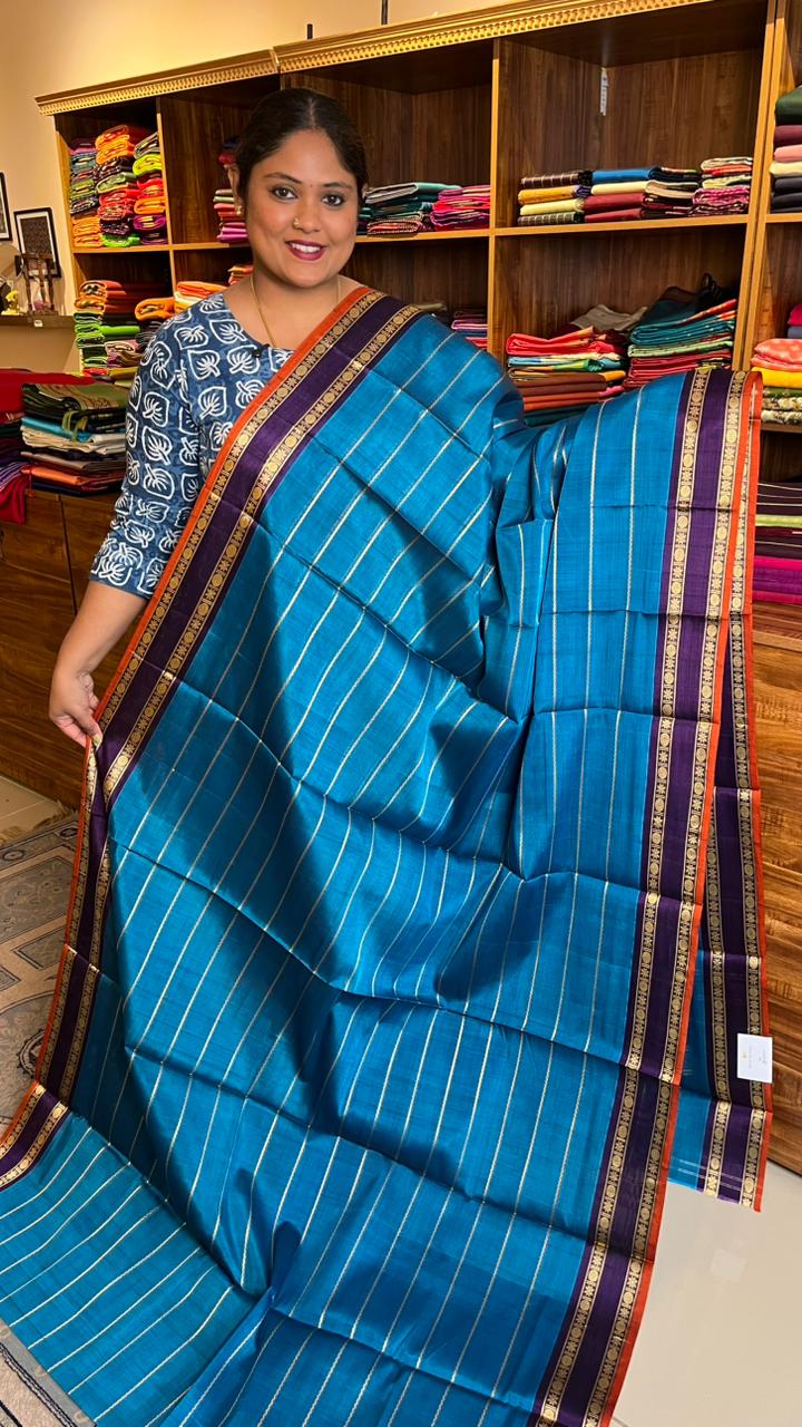 Devendra 7 Yards Veldhari Saree -11-02B-7Y-05-04 (Chinthamani Blue Veldhari)