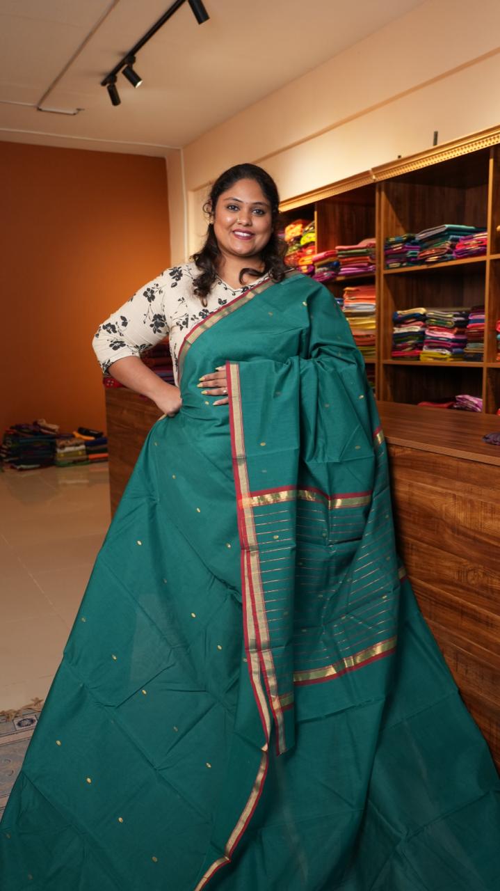 Chaand Collection Chanderi Silk Cotton Saree - 51-12-02-01 (MIDNIGHT TIDE)
