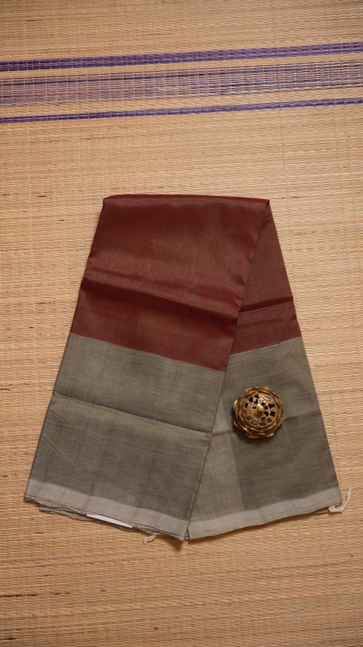 Mangalagiri Plain Silk Cotton Saree - 15-02-01-17 (QUIET SONNET)