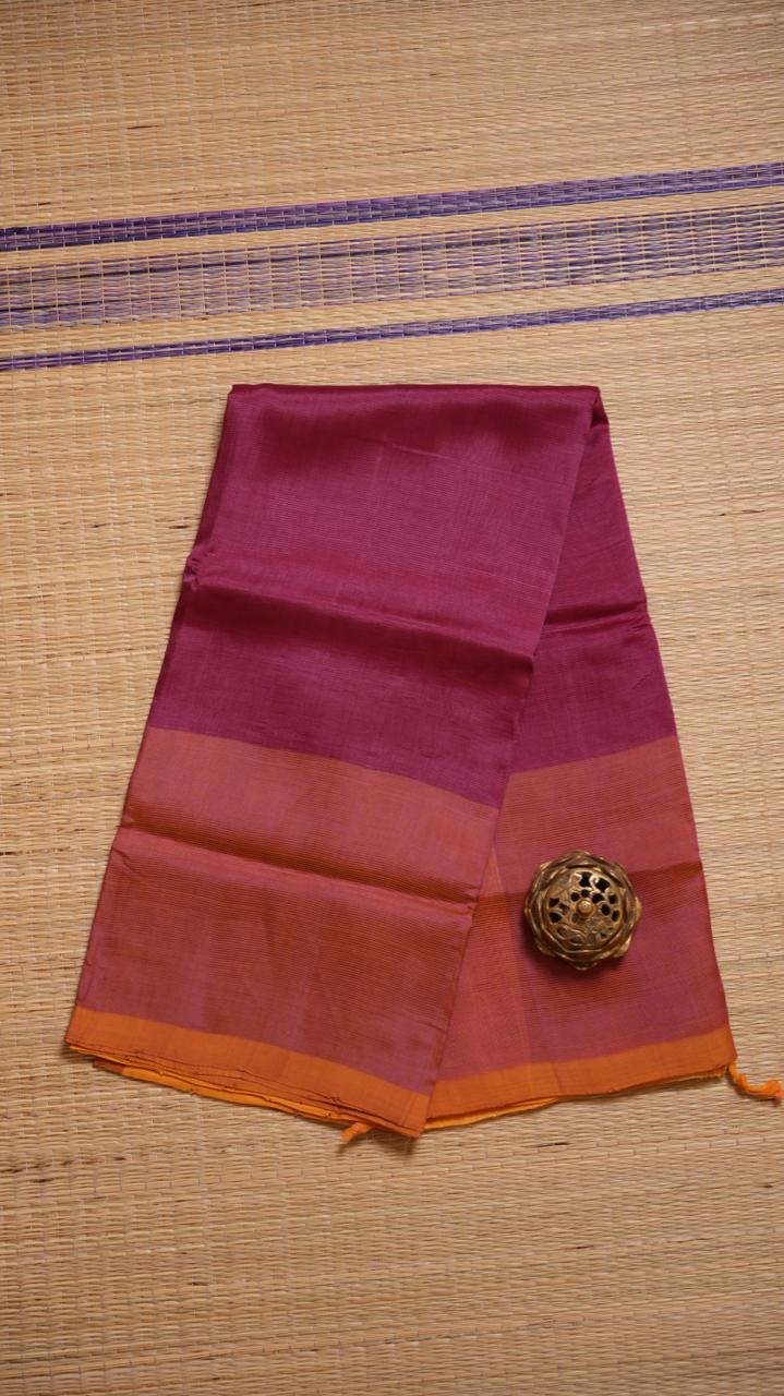 Mangalagiri Plain Silk Cotton Saree - 15-02-01-16 (VELVET EPIC )