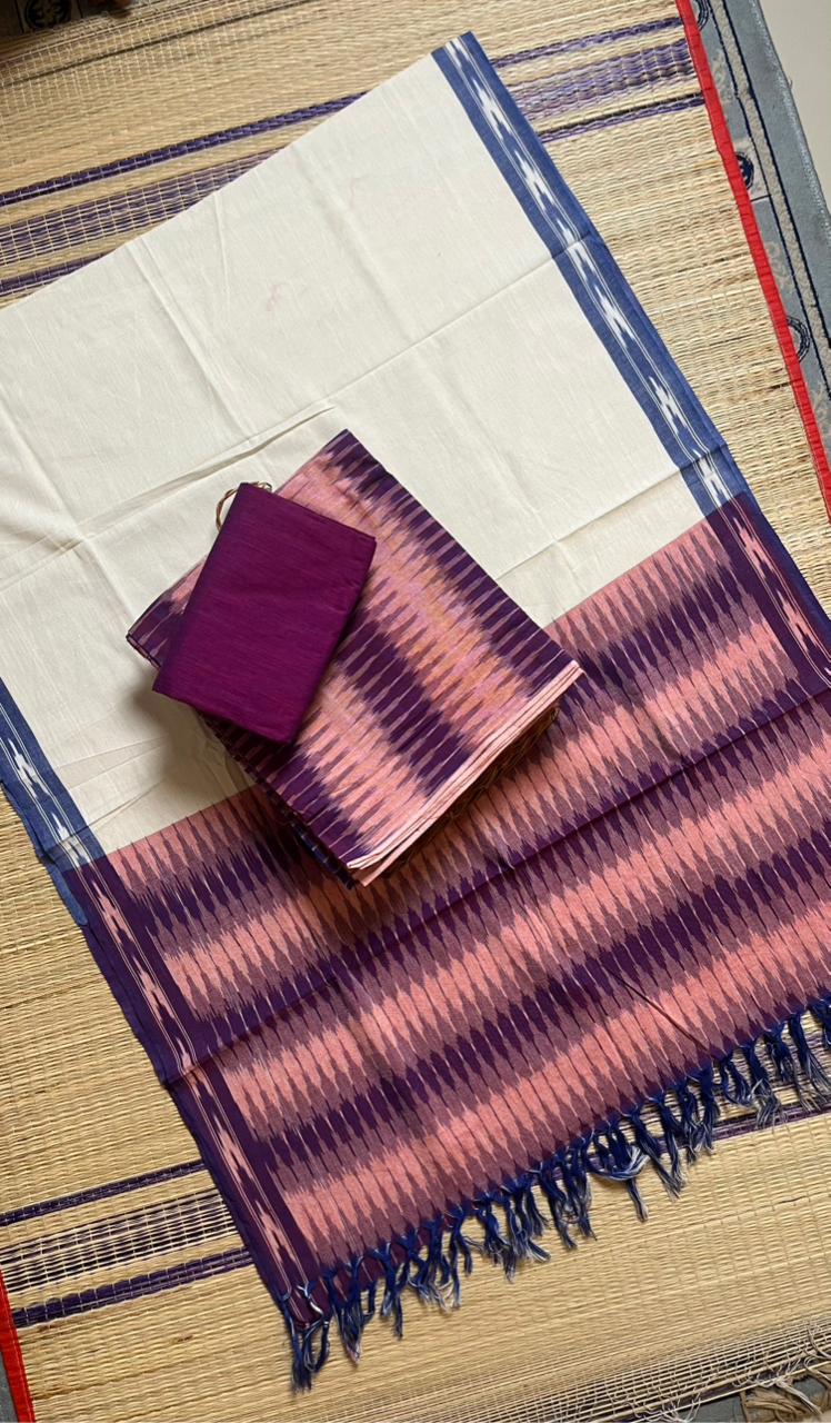 Ikkat Cotton Salwar Set - 15-01-01-03 (Purple with White)