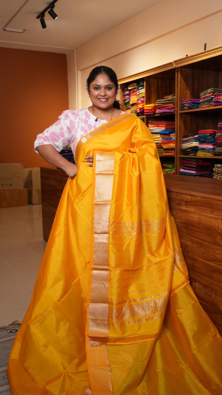 Mangalagiri Silk Cotton Sarees - 15-02-02-12 (SAFFRON ESSENCE)