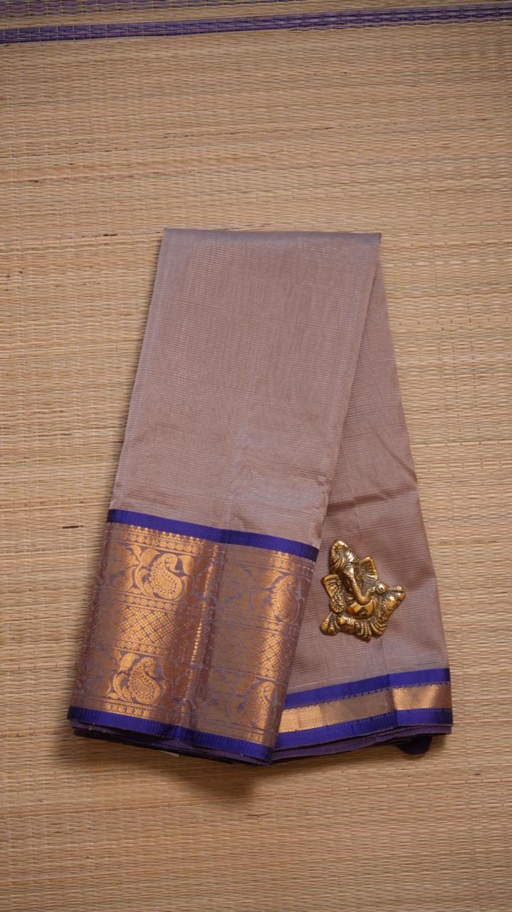 Mangalagiri Silk Cotton Kanchi Border Sarees 15-02-03-09 (CHAMPAGNE PEARL)