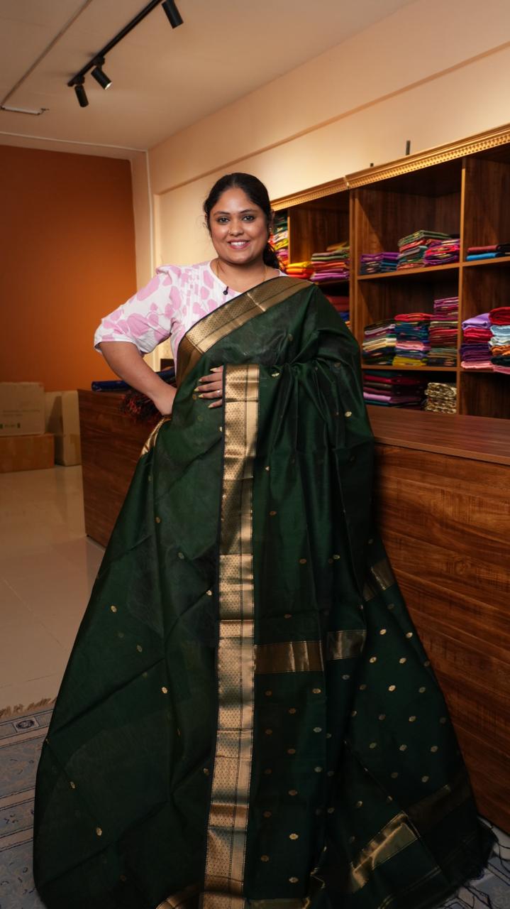 Maheshwari Silk Cotton Saree -05-02B-09-13 (RAINFOREST PALM)