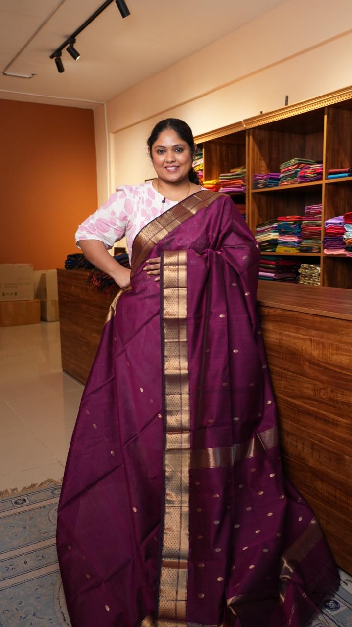 Maheshwari Silk Cotton Saree -05-02B-09-15 (TROPICAL ORCHID)