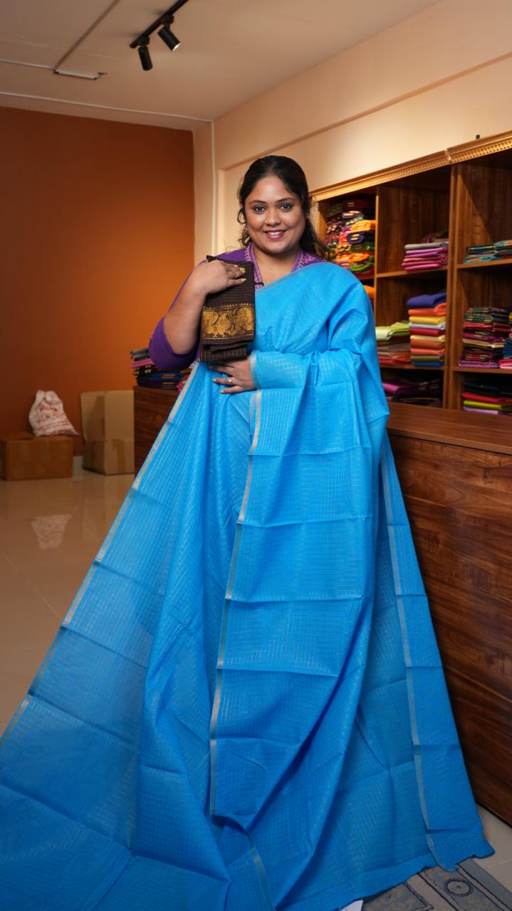 Madurai Cotton Zari Kattam Small Border - 11-03-02-6Y-02 (ICE MINT CANDY)